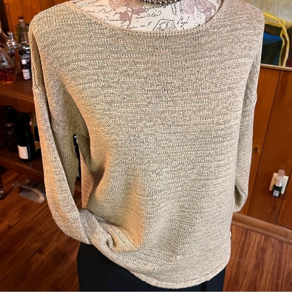 Oatmeal woven knit scoop neck sweater by‎ CHICOS Size 1. - Picture 1 of 11